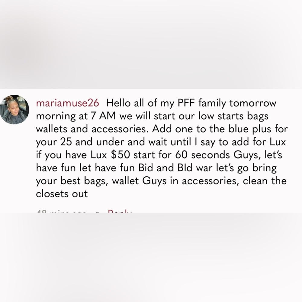 Come Tuesday and Thursdays and join in the fun low start luxury bags